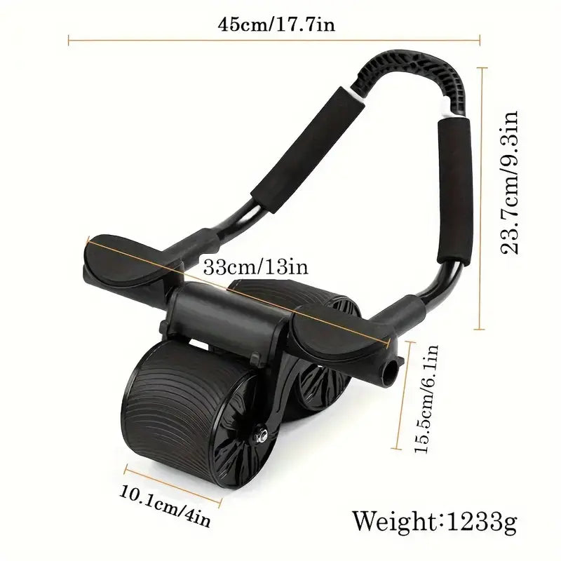 Automatic Rebound Ab Roller with Timer, Knee Mat & Elbow Support – Home Core Workout Equipment for Abs, Obliques & Full Body Strength, for Men & Women