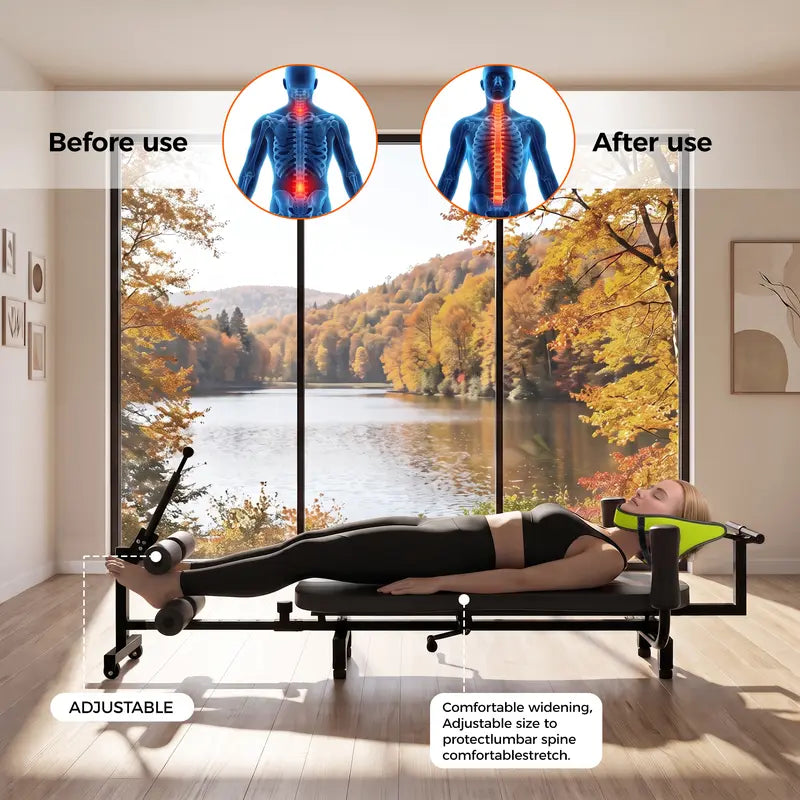 UMAY Adjustable Lumbar Stretching Chair Full Body Multi-Angle Stretch Machine (330 Lb Weight Capacity) — Heavy-Duty Full-Body Stretching Equipment Featuring Multi-Angle Adjustment and a Cushioned Seat, Suitable for Home Fitness and Daily Stretching.