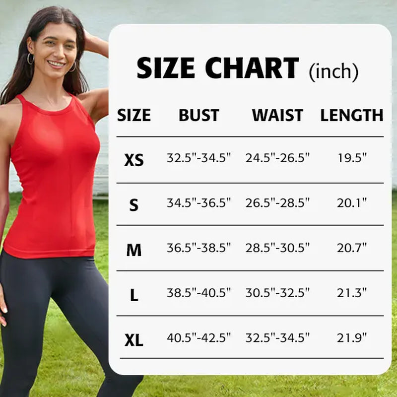 ATTRACO Women Ribflex Workout Tank Tops with Built in Bra Basic Ribbed Tank Top Crew Neck Racerback Athletic Camisole Seamless