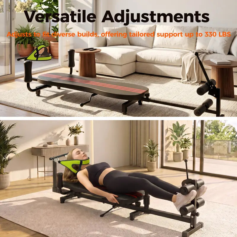 UMAY Adjustable Lumbar Stretching Chair Full Body Multi-Angle Stretch Machine (330 Lb Weight Capacity) — Heavy-Duty Full-Body Stretching Equipment Featuring Multi-Angle Adjustment and a Cushioned Seat, Suitable for Home Fitness and Daily Stretching.