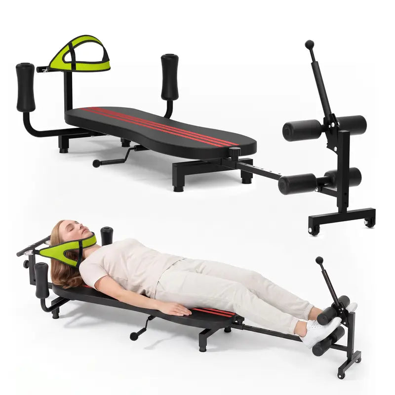 UMAY Adjustable Lumbar Stretching Chair Full Body Multi-Angle Stretch Machine (330 Lb Weight Capacity) — Heavy-Duty Full-Body Stretching Equipment Featuring Multi-Angle Adjustment and a Cushioned Seat, Suitable for Home Fitness and Daily Stretching.